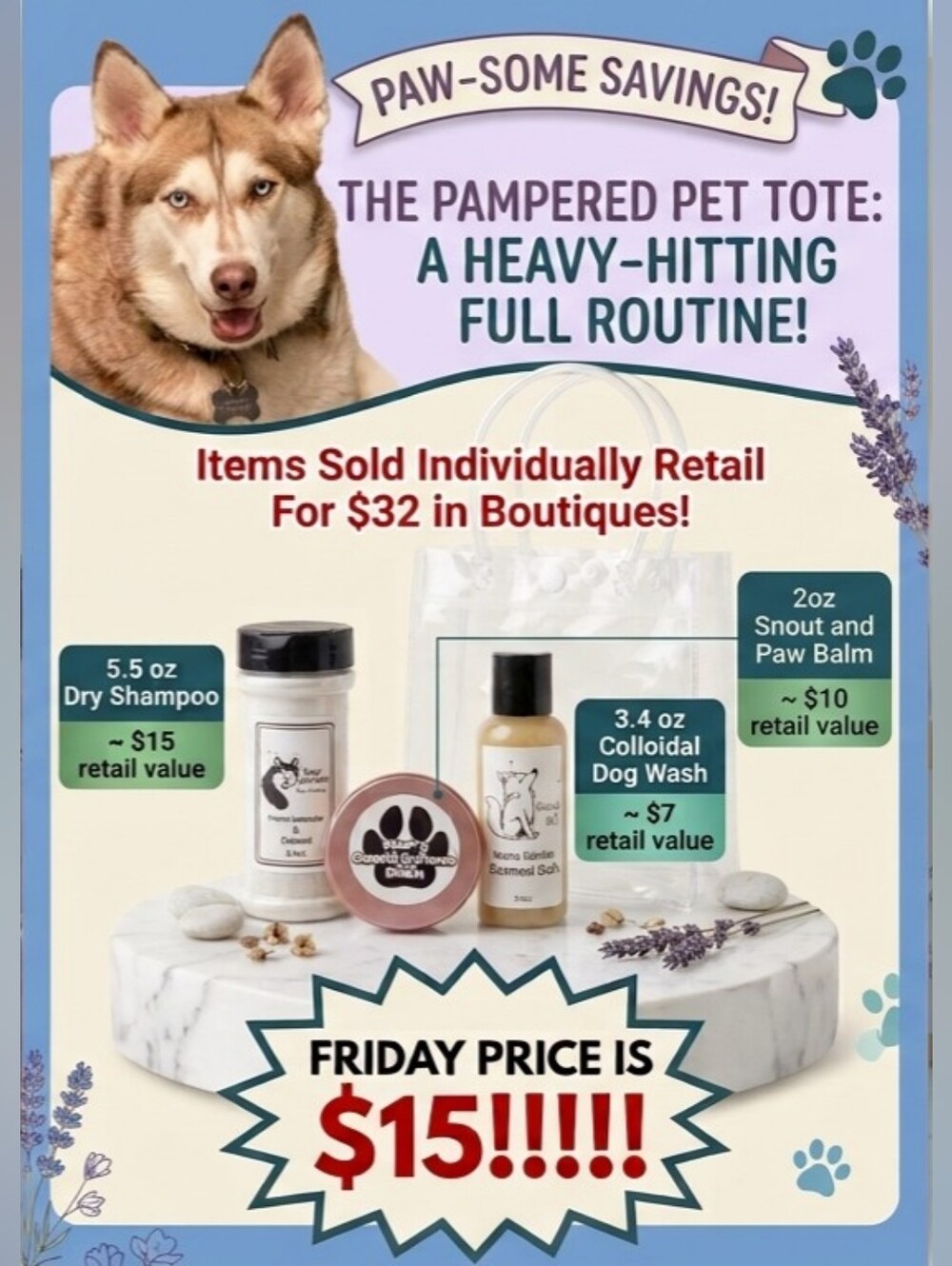 BUY NOW Pampered Pup Pet Spa Gift Tote | LIMITED